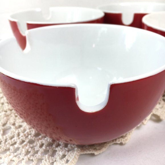 Crate & Barrel Red Notched Noodle Rice Ramen Bowls (set of 4) - Picture 2 of 7